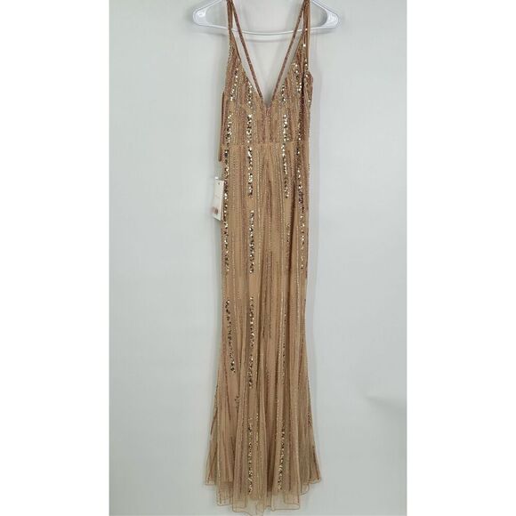 Mac Duggal NWT size 8 SEQUINED SPAGHETTI STRAP COWL BACK GOWN style 10932 - Picture 14 of 17